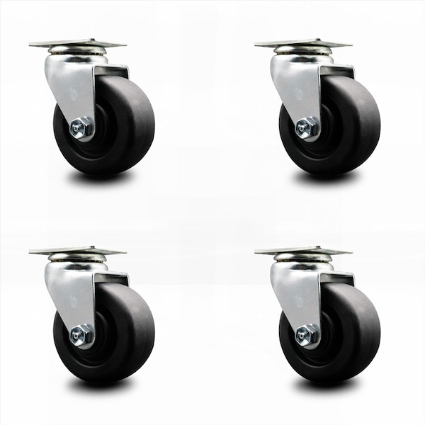 4 Inch Polyolefin Wheel Swivel Caster Set with Ball Bearings SCC